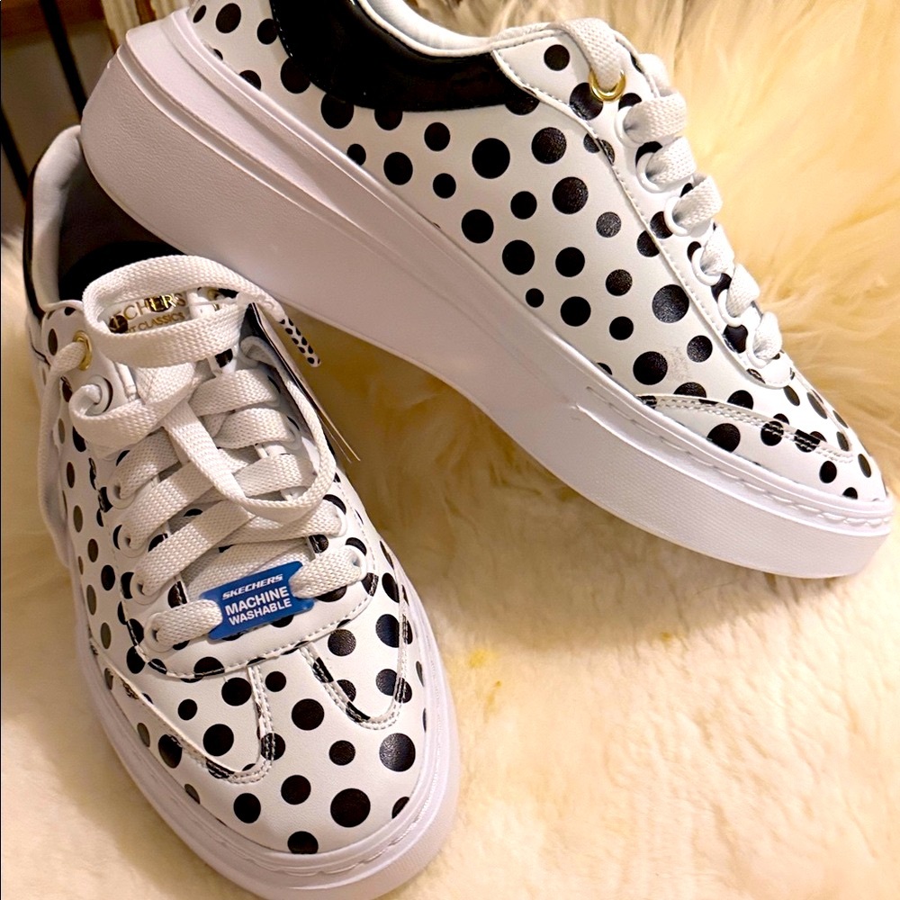 Skechers Black and White Polka Dot Sneakers - Picture 10 of 10